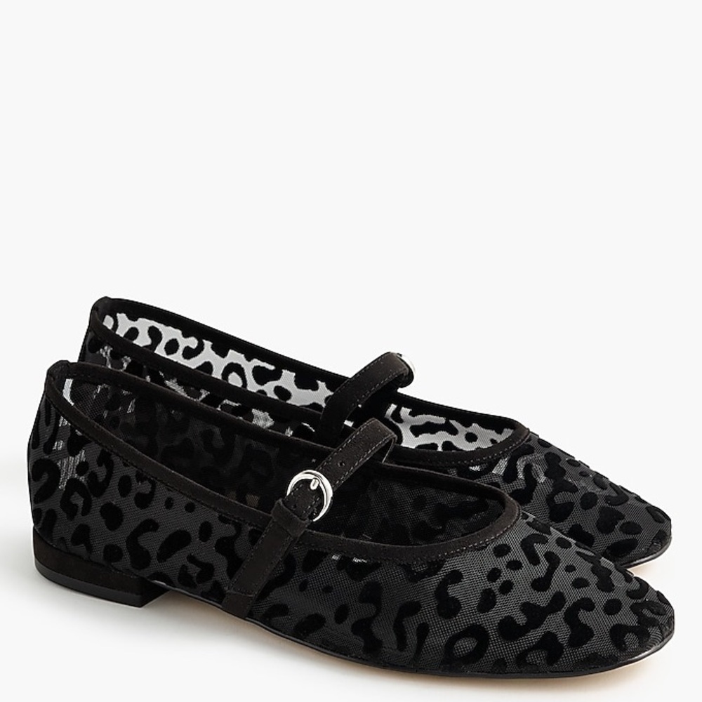 J Crew Leopard mesh Mary Jane flats CO230